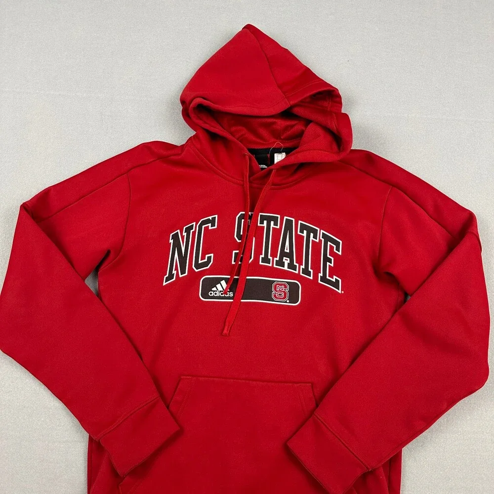 NC State Wolfpack Hoodie Men Small Red Adidas NCAA Basketball Sweatshirt S